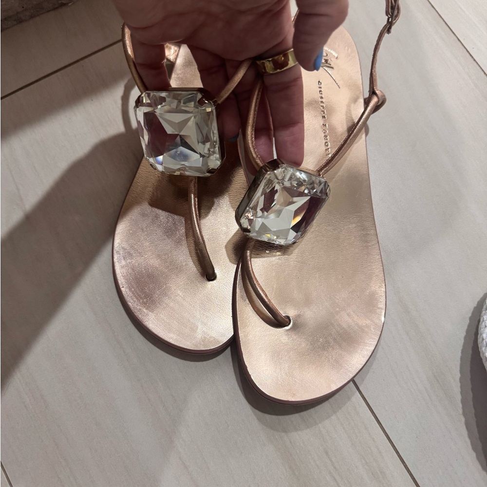 Giussepe Zanoti Elegant Rose Gold Sandals with Crystal Accents